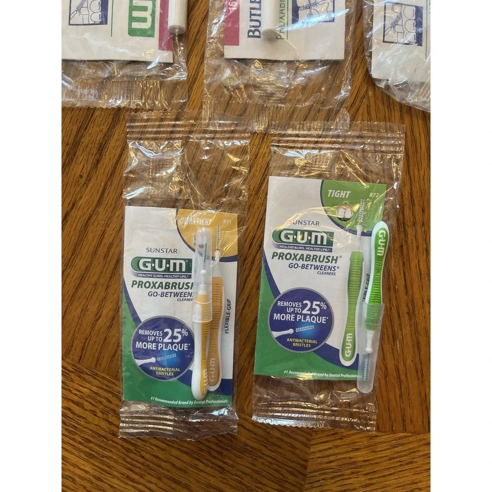 Gum Trav-ler & Proxabrush Go In Between Mini Travel Toothbrush Set Lot 5 Pieces